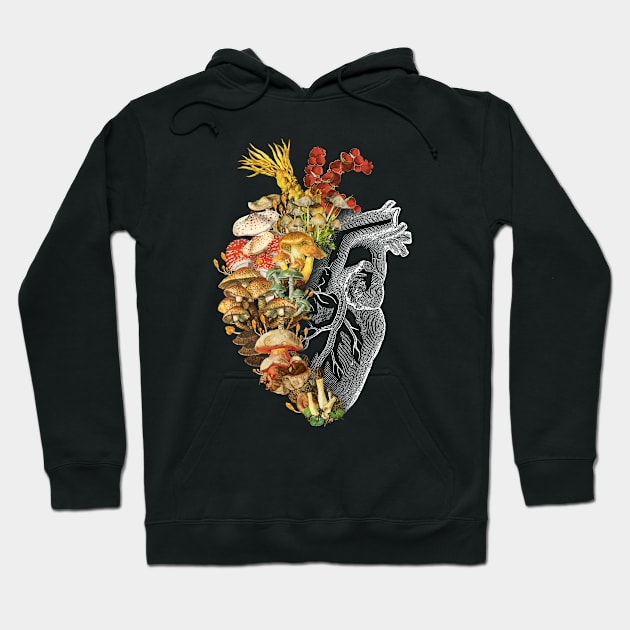 Mushroom Heart Vintage Nature by Tobe Fonseca Hoodie by Tobe_Fonseca